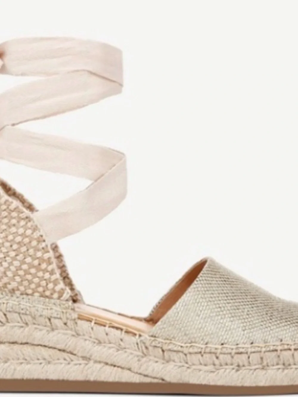 Franco sarto Woven Espadrille Lace-Up Flats in Champagne size 8 new